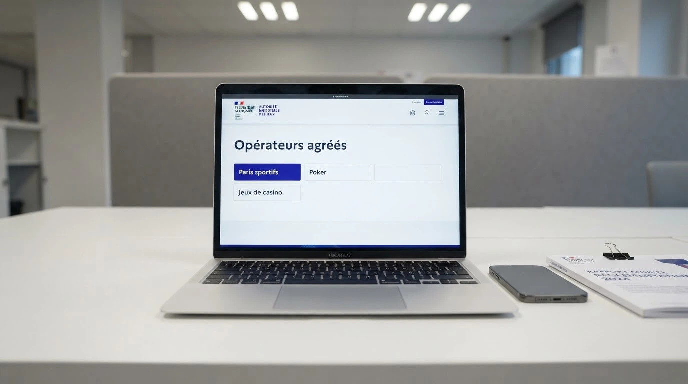 Capture d'écran du site officiel de l'ANJ affichant la liste des opérateurs agréés, sans aucun casino en ligne