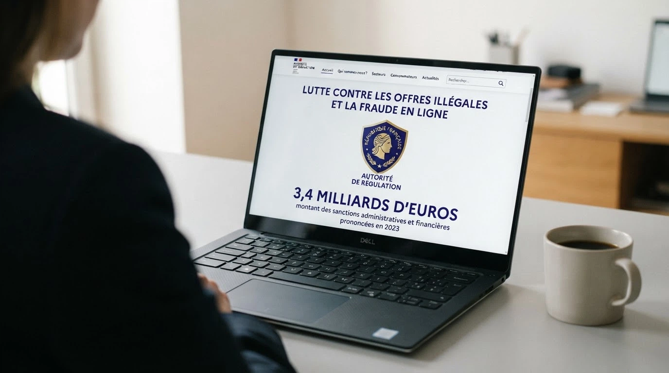 Capture d'écran partielle du site anj.fr montrant la page de lutte contre l'offre illégale, avec le logo de l'ANJ visible