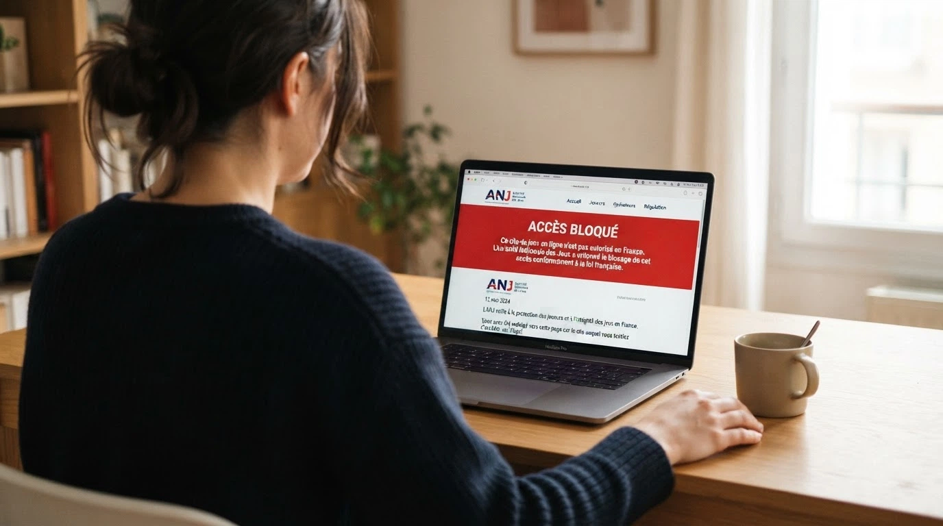 Interface du site de l'ANJ montrant la page de lutte contre l'offre illégale, avec le logo officiel de l'Autorité nationale des jeux
