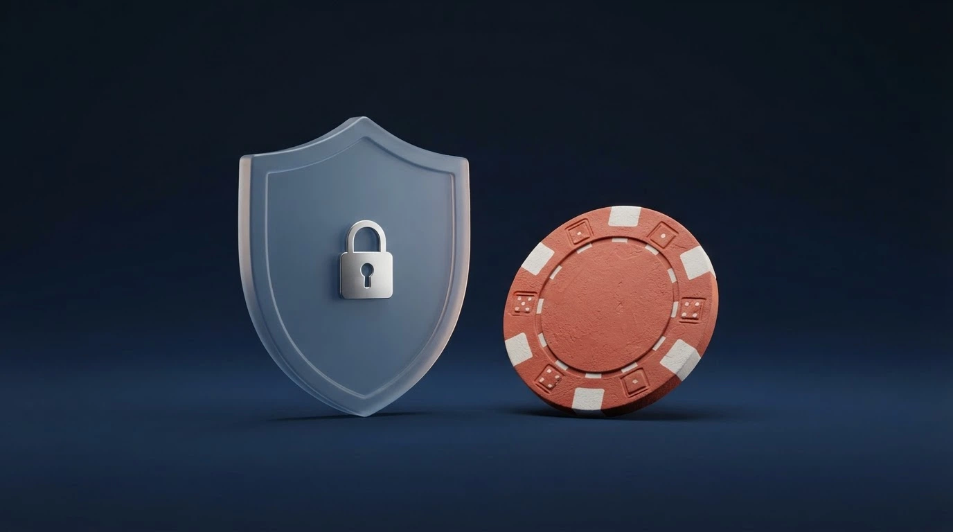 Logo de l'ANJ sur fond bleu, accompagné d'icônes représentant la protection des joueurs (bouclier, cadenas)