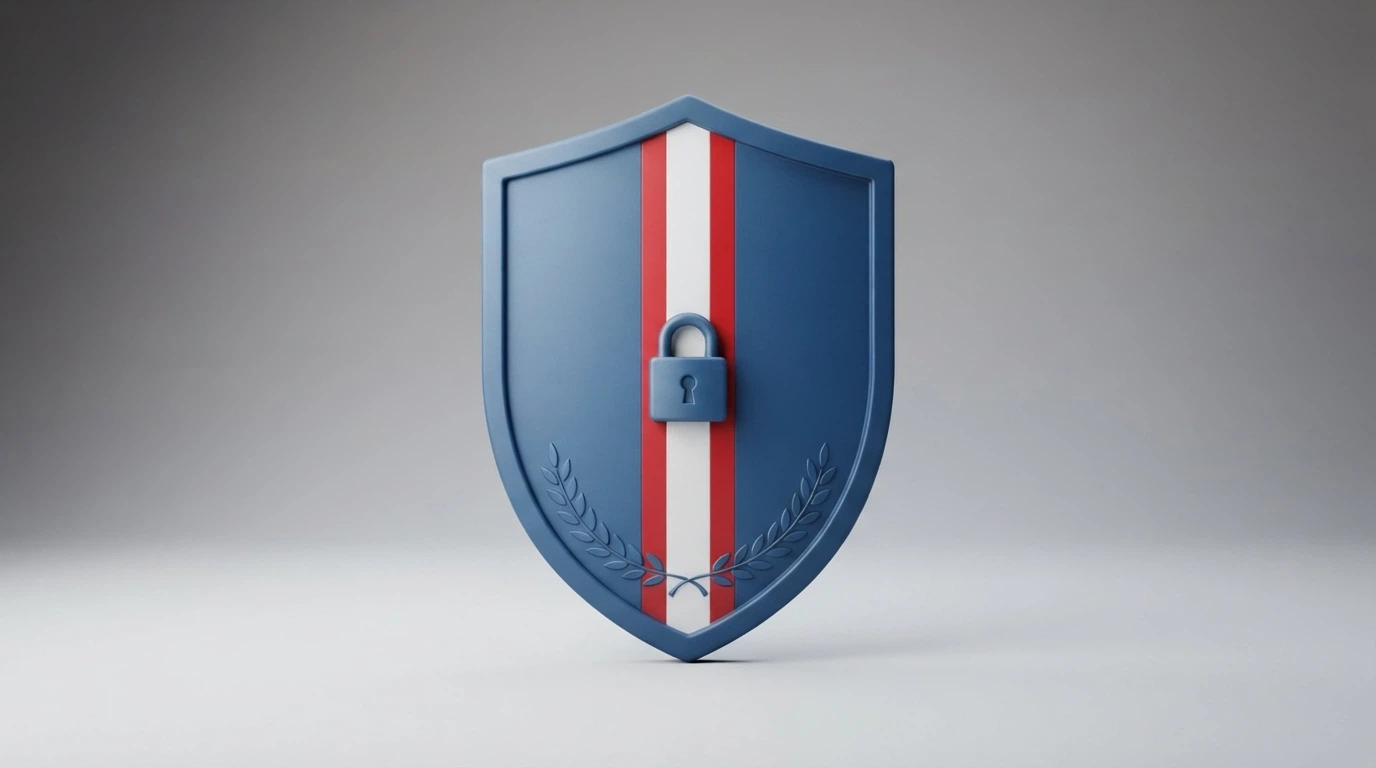 Le logo officiel de l'Autorité nationale des jeux (ANJ) sur une page web au design institutionnel, avec le drapeau français en arrière-plan