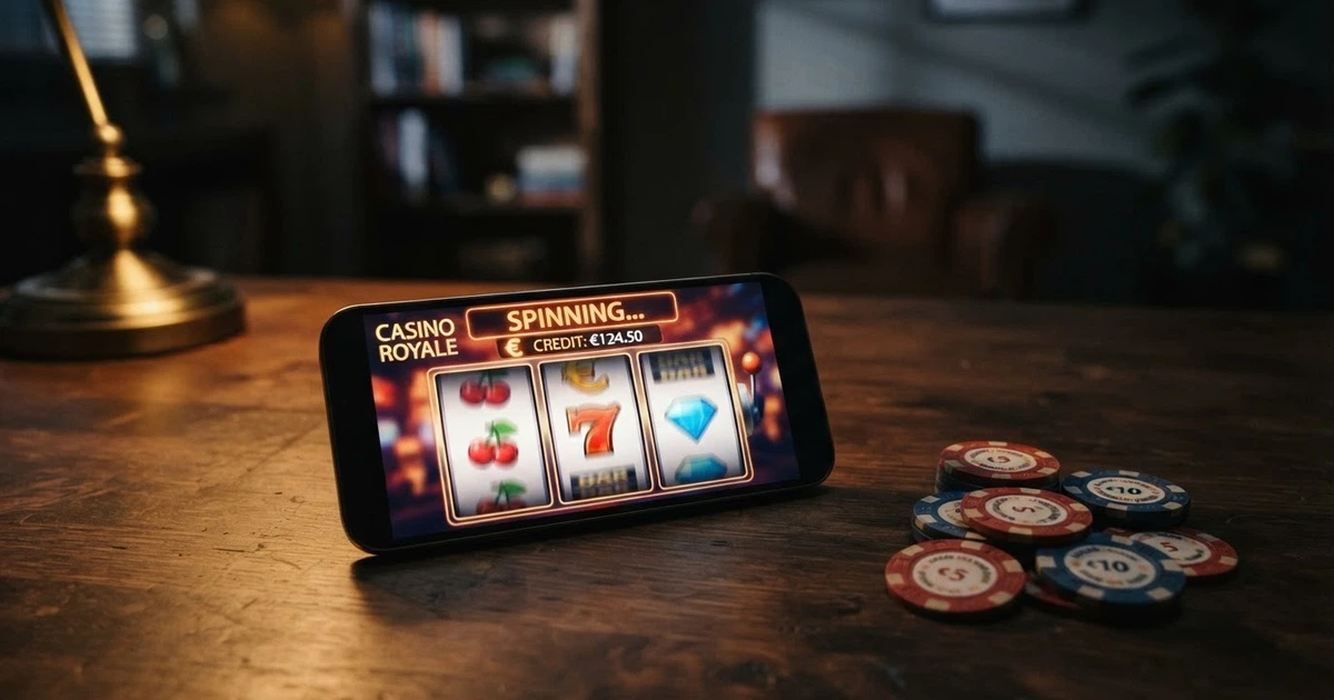 Page d'accueil d'un casino en ligne affichant un dépôt minimum de 5 euros et des icônes de moyens de paiement