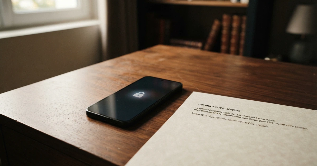 Un iPhone affichant l'interface Apple Pay avec Face ID, posé à côté d'un document officiel au logo de l'ANJ