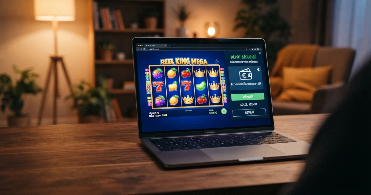 Interface d'un casino en ligne affichant le logo Payz comme méthode de paiement, sur l'écran d'un ordinateur portable