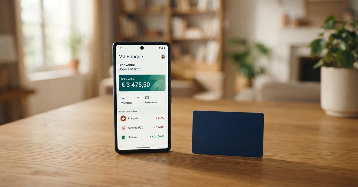 Un smartphone affichant l'application Revolut à côté d'une interface de casino en ligne, une carte bancaire posée sur la table