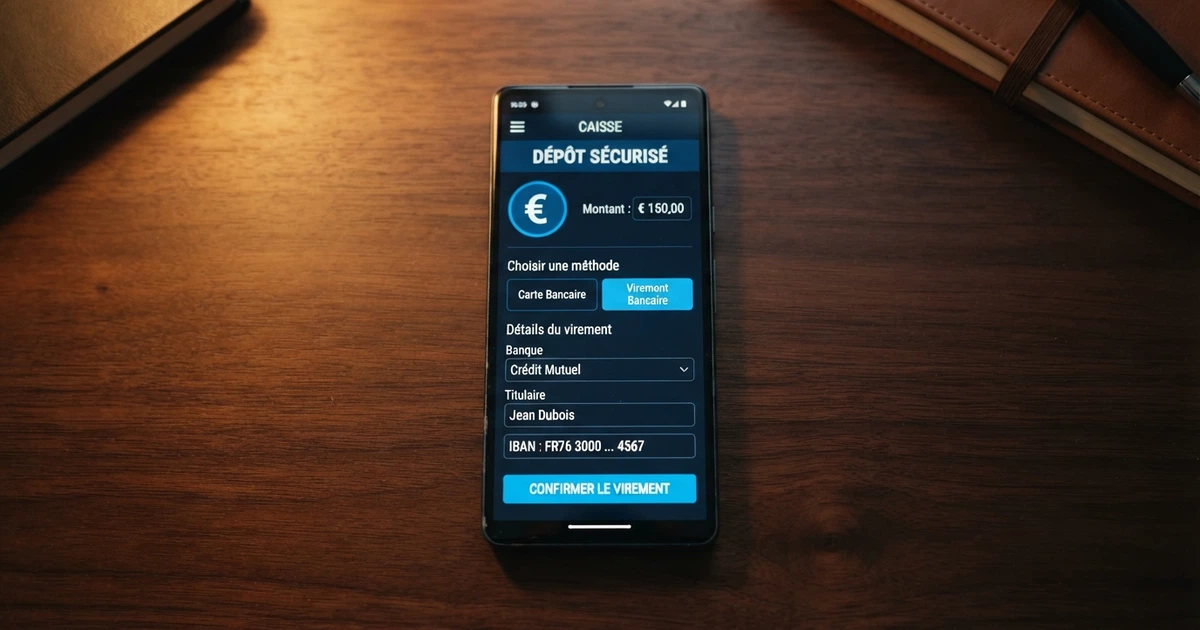 Interface de dépôt Sofort/Klarna Pay Now affichée dans la caisse d'un casino en ligne, avec le logo Klarna et les champs de saisie du montant