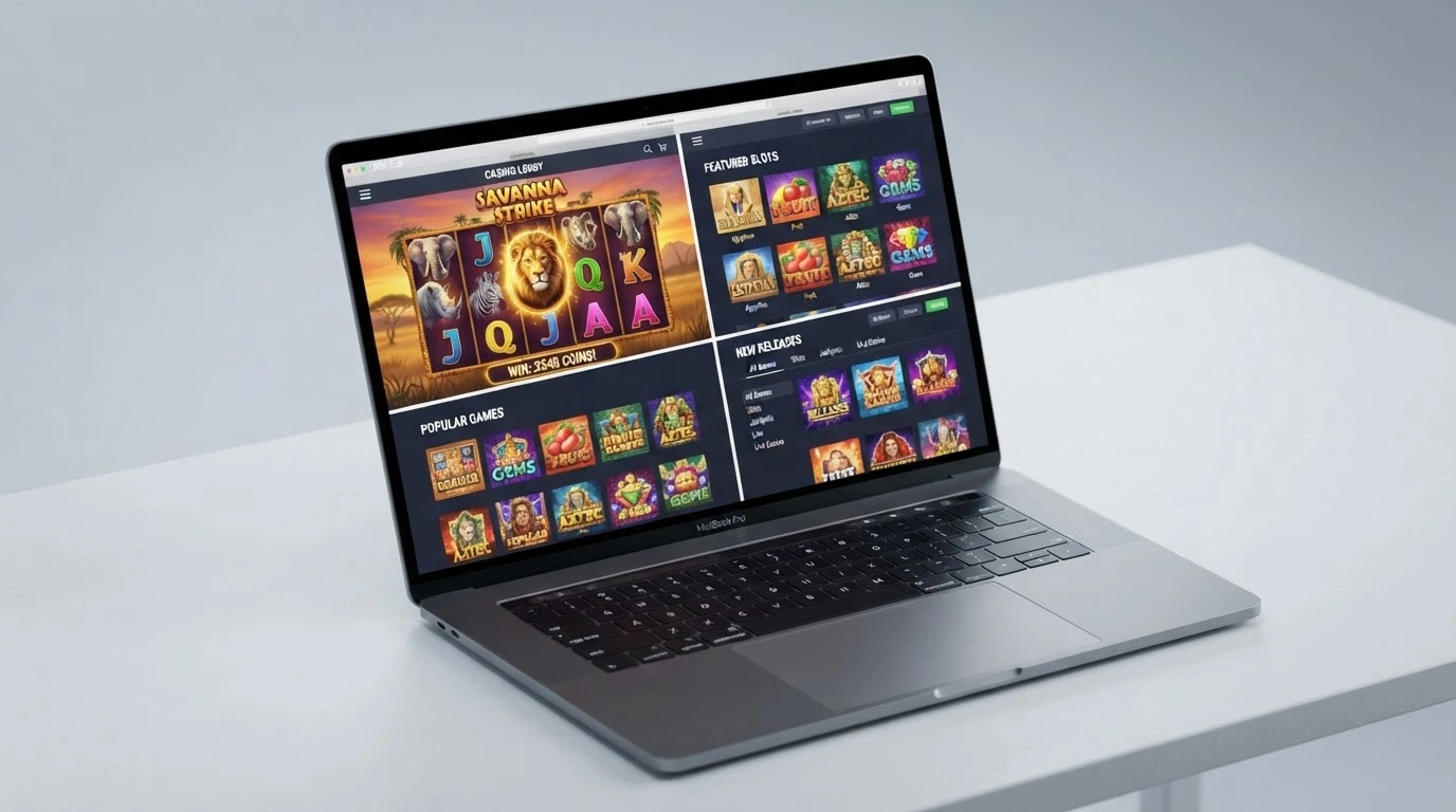 Écran partagé montrant plusieurs interfaces de casino en ligne, avec la machine Mega Moolah identifiable sur l'une d'elles