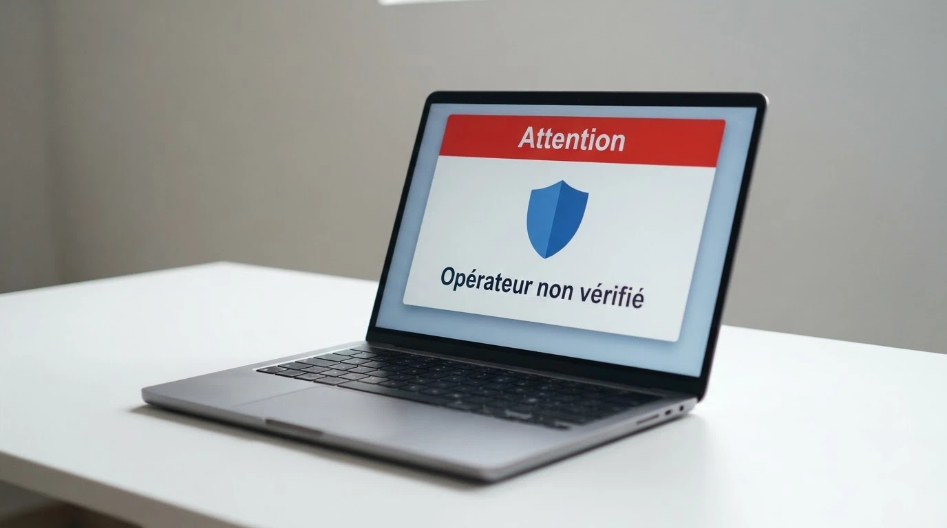 Une interface de casino en ligne affichant une alerte de sécurité sur fond de drapeau français et logo ANJ