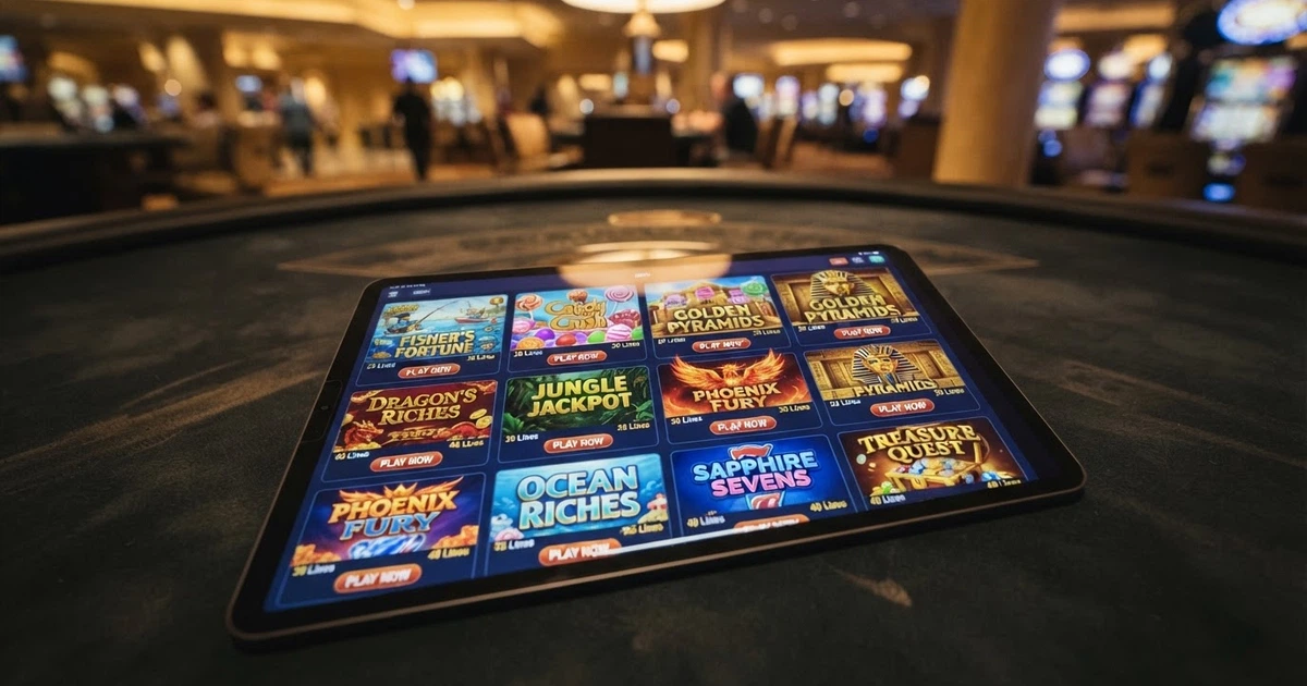 Interface d'un casino en ligne affichant le logo et le numéro de licence de la Commission des jeux de Kahnawake