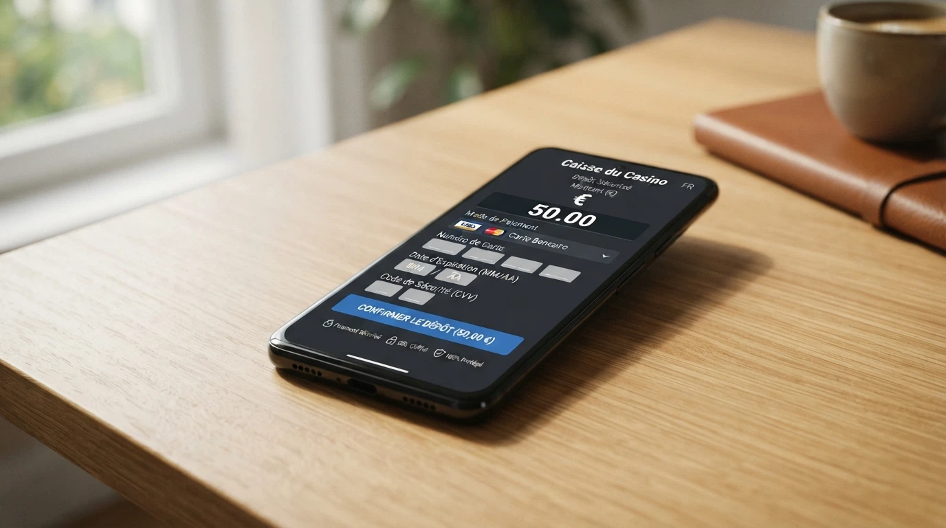 Un formulaire de dépôt par carte Visa sur un site de casino en ligne avec les champs montant, numéro de carte et code de sécurité