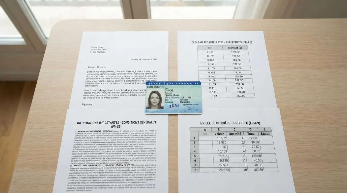 Une liste de documents couramment exigés par les casinos — pièce d'identité, justificatif de domicile, relevé bancaire, avis d'imposition — disposés sur un bureau à côté du logo de l'ANJ