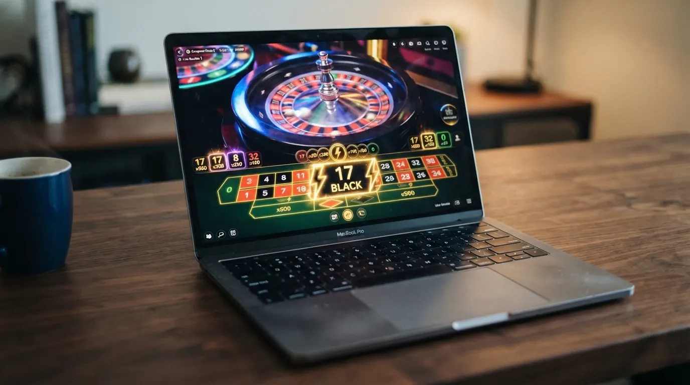 Interface de jeu Lightning Roulette affichant les numéros chance, les Lucky Payouts et le tapis de mise