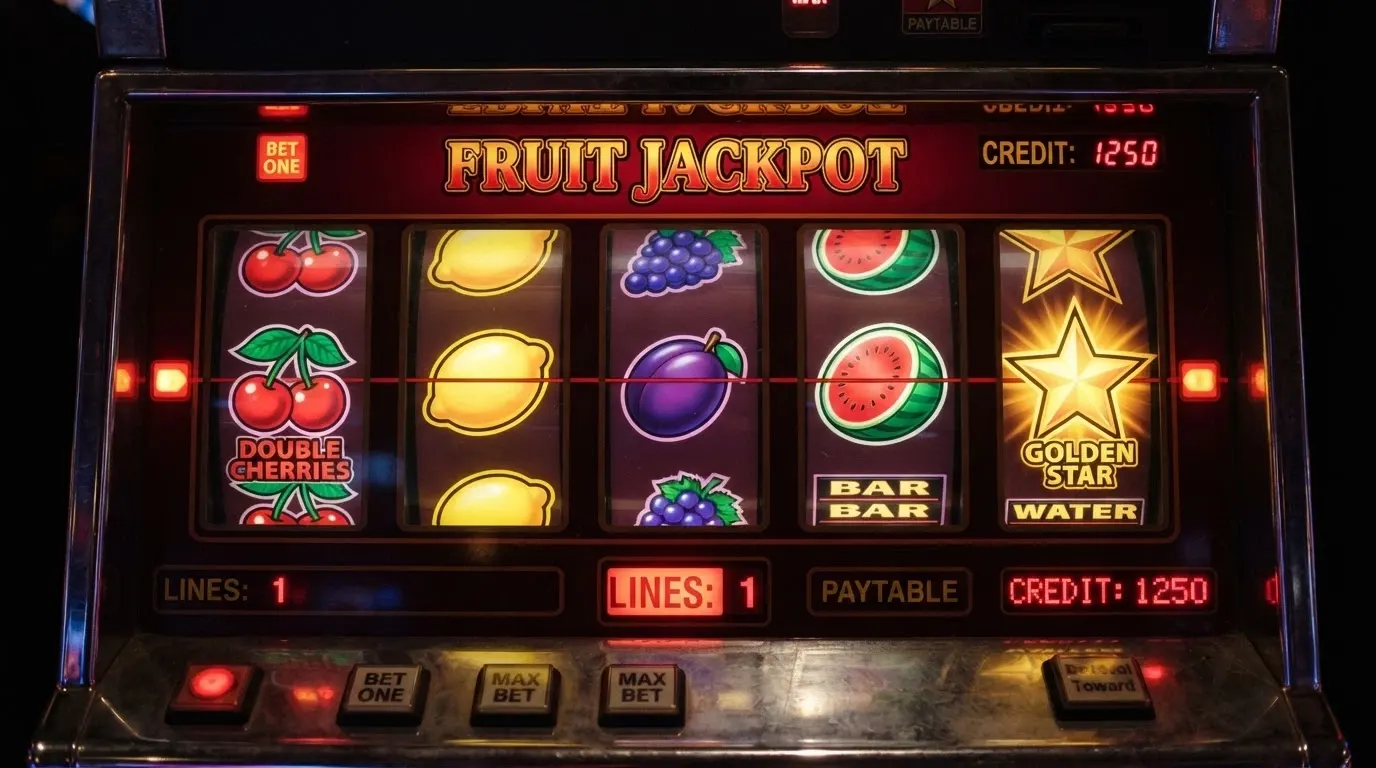 Les rouleaux de la machine à sous Sizzling Hot Deluxe de Novomatic, affichant des fruits et le symbole étoile sur fond rouge