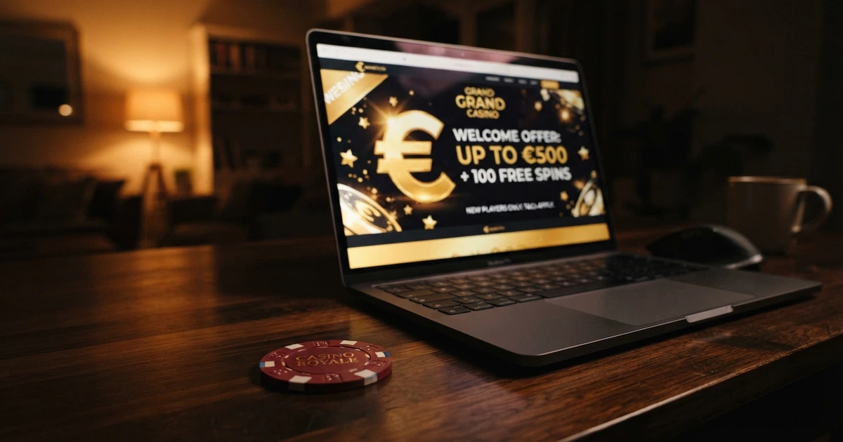 Interface de casino en ligne affichant une bannière d'offre de bonus sans dépôt avec son montant et ses conditions