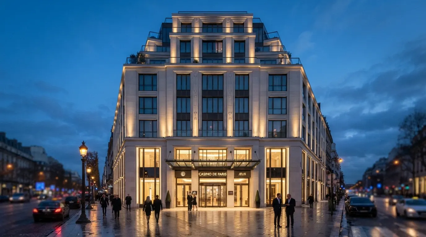 Façade moderne du Partouche Casino Club Paris, avenue de la Grande-Armée dans le 17e arrondissement