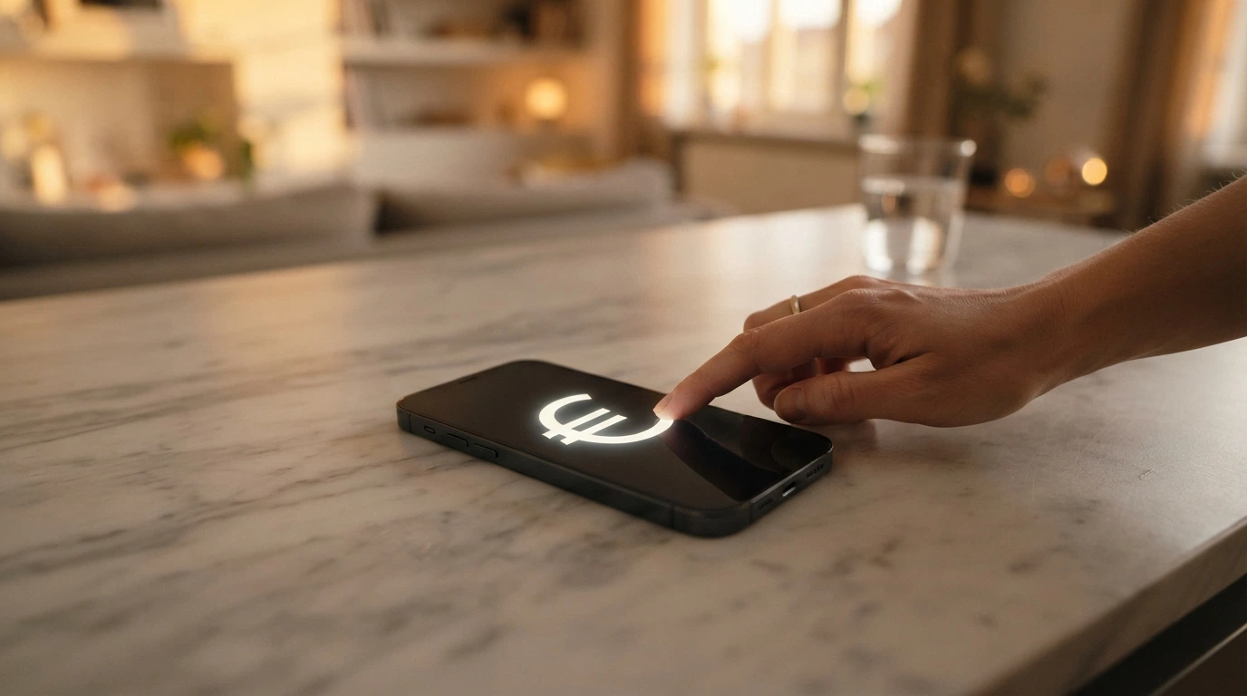 Une interface de paiement PayPal affichée sur un écran de smartphone, avec les options dépôt et retrait visibles