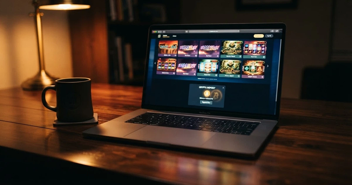 Interface d'un casino en ligne affichant une option de dépôt en cryptomonnaie XRP sur un écran d'ordinateur