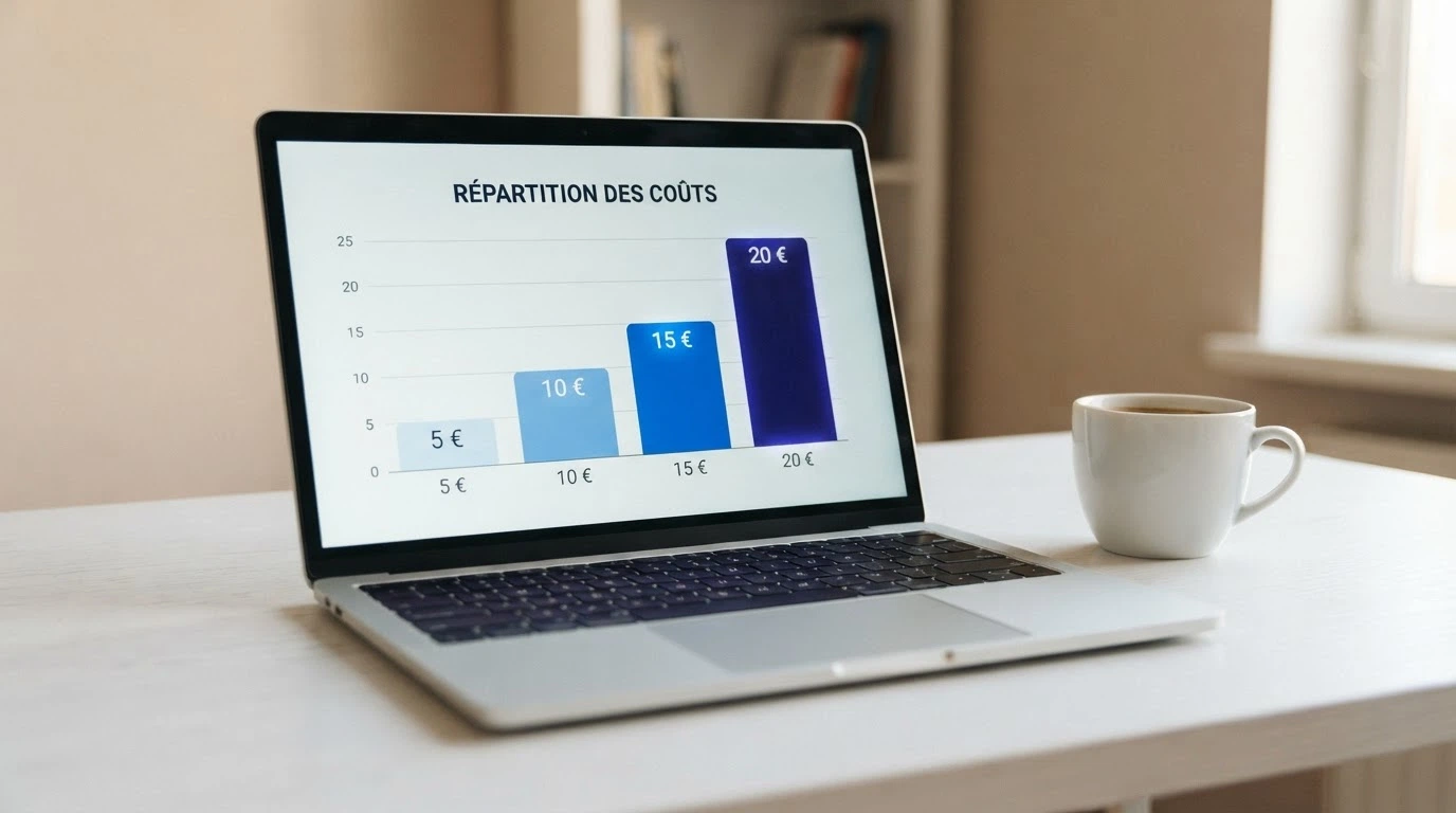 Comparaison visuelle des quatre paliers de dépôt (5 €, 10 €, 15 €, 20 €) sur l'écran de paiement d'une plateforme de jeu