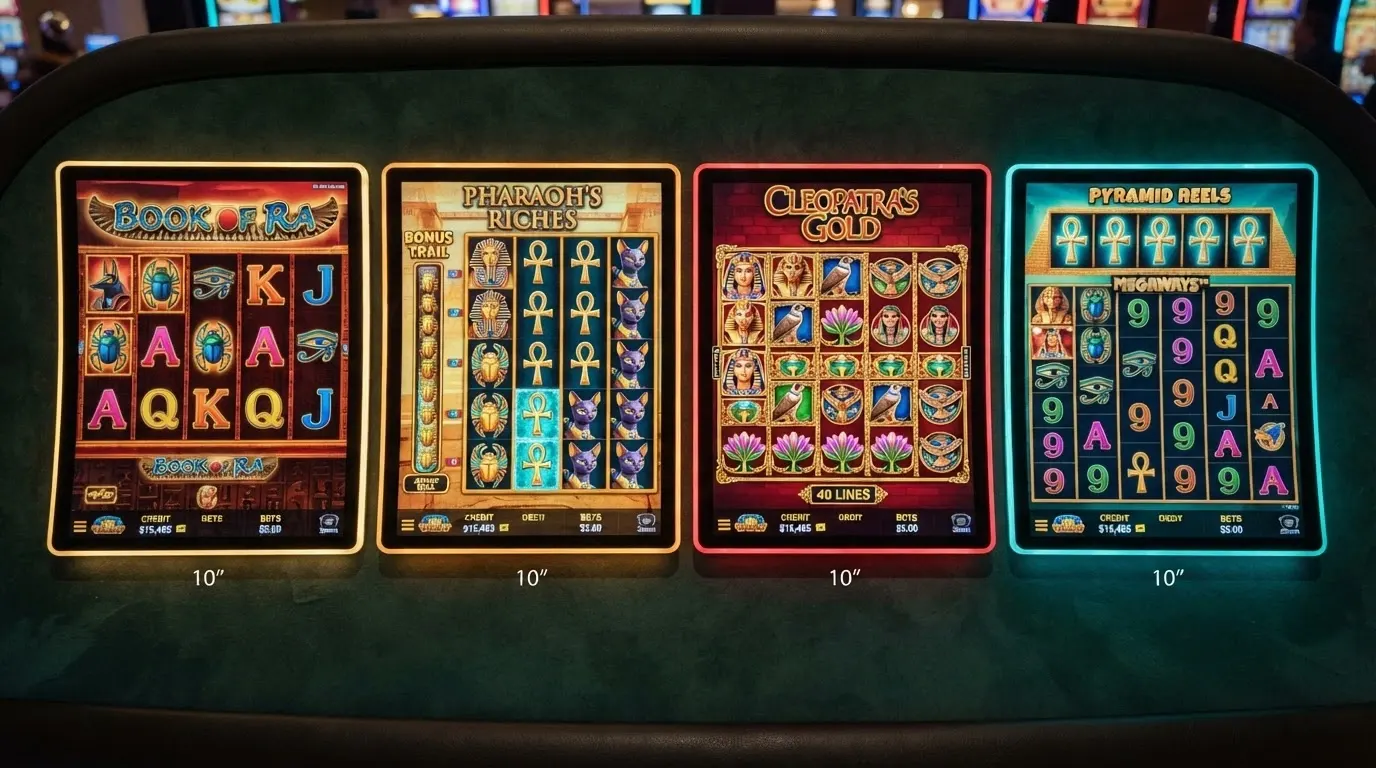 Les quatre versions de Cleopatra côte à côte : l'original, Cleopatra II, Cleopatra Plus et Legend of Cleopatra Megaways